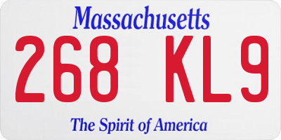 MA license plate 268KL9