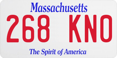 MA license plate 268KN0