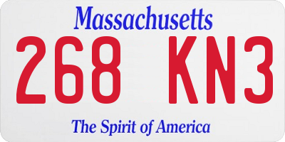 MA license plate 268KN3