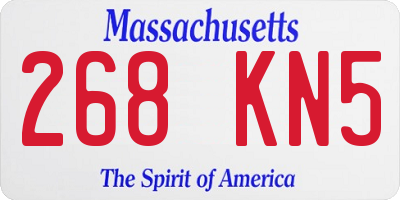 MA license plate 268KN5