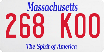 MA license plate 268KO0