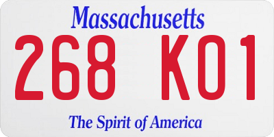 MA license plate 268KO1