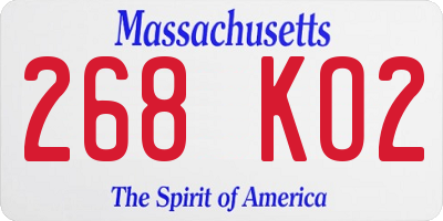 MA license plate 268KO2