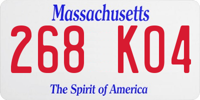 MA license plate 268KO4