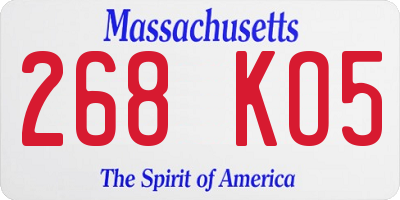 MA license plate 268KO5