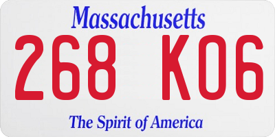 MA license plate 268KO6