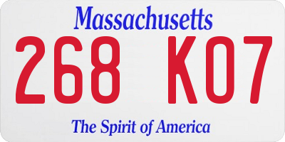 MA license plate 268KO7