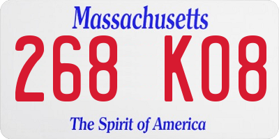 MA license plate 268KO8