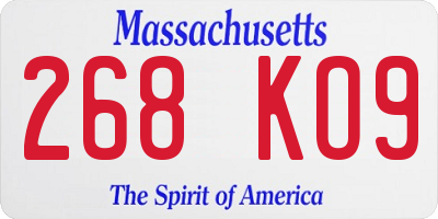 MA license plate 268KO9