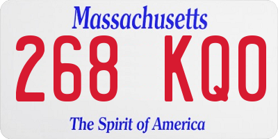 MA license plate 268KQ0
