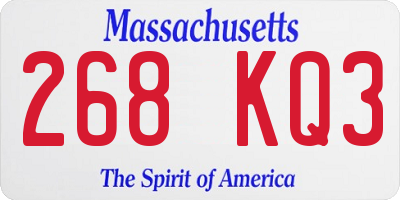 MA license plate 268KQ3
