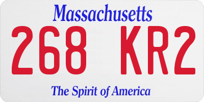 MA license plate 268KR2