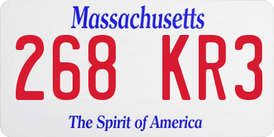 MA license plate 268KR3