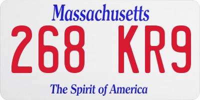 MA license plate 268KR9