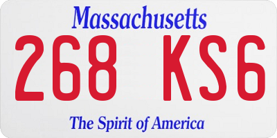 MA license plate 268KS6