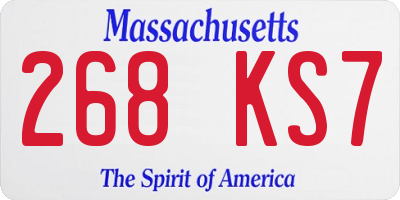 MA license plate 268KS7