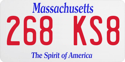 MA license plate 268KS8