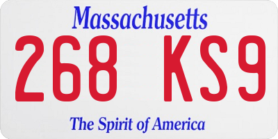 MA license plate 268KS9