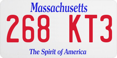 MA license plate 268KT3