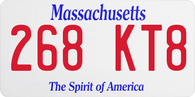 MA license plate 268KT8