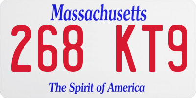 MA license plate 268KT9