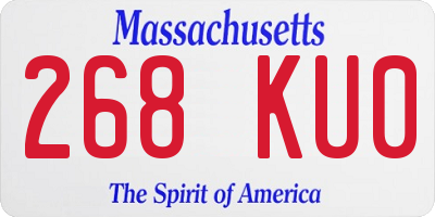 MA license plate 268KU0