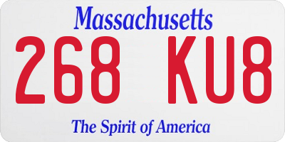 MA license plate 268KU8
