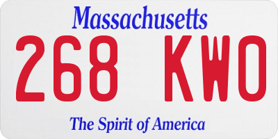 MA license plate 268KW0