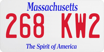 MA license plate 268KW2
