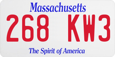MA license plate 268KW3