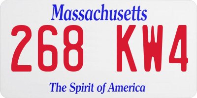 MA license plate 268KW4