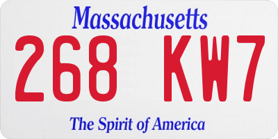 MA license plate 268KW7