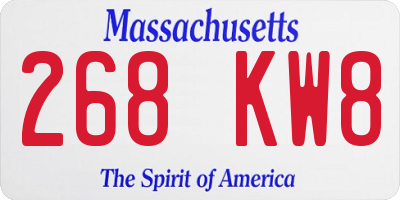 MA license plate 268KW8