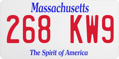 MA license plate 268KW9