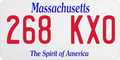 MA license plate 268KX0