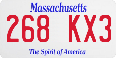 MA license plate 268KX3