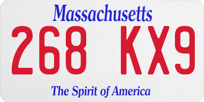 MA license plate 268KX9
