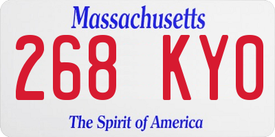 MA license plate 268KY0