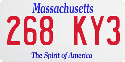 MA license plate 268KY3