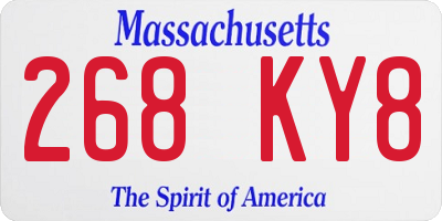 MA license plate 268KY8