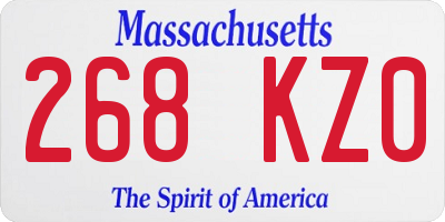 MA license plate 268KZ0
