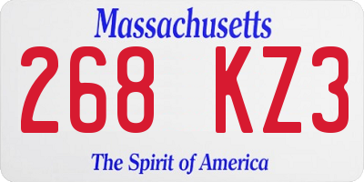 MA license plate 268KZ3