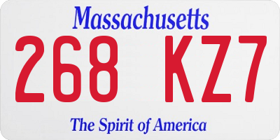 MA license plate 268KZ7