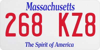 MA license plate 268KZ8