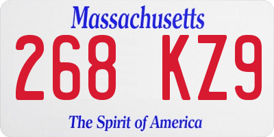 MA license plate 268KZ9