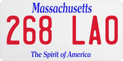 MA license plate 268LA0