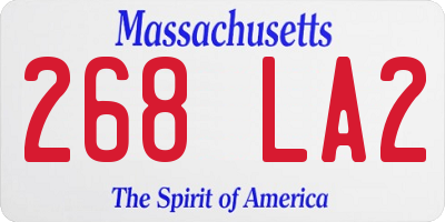 MA license plate 268LA2