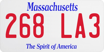 MA license plate 268LA3