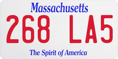MA license plate 268LA5