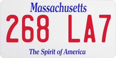 MA license plate 268LA7